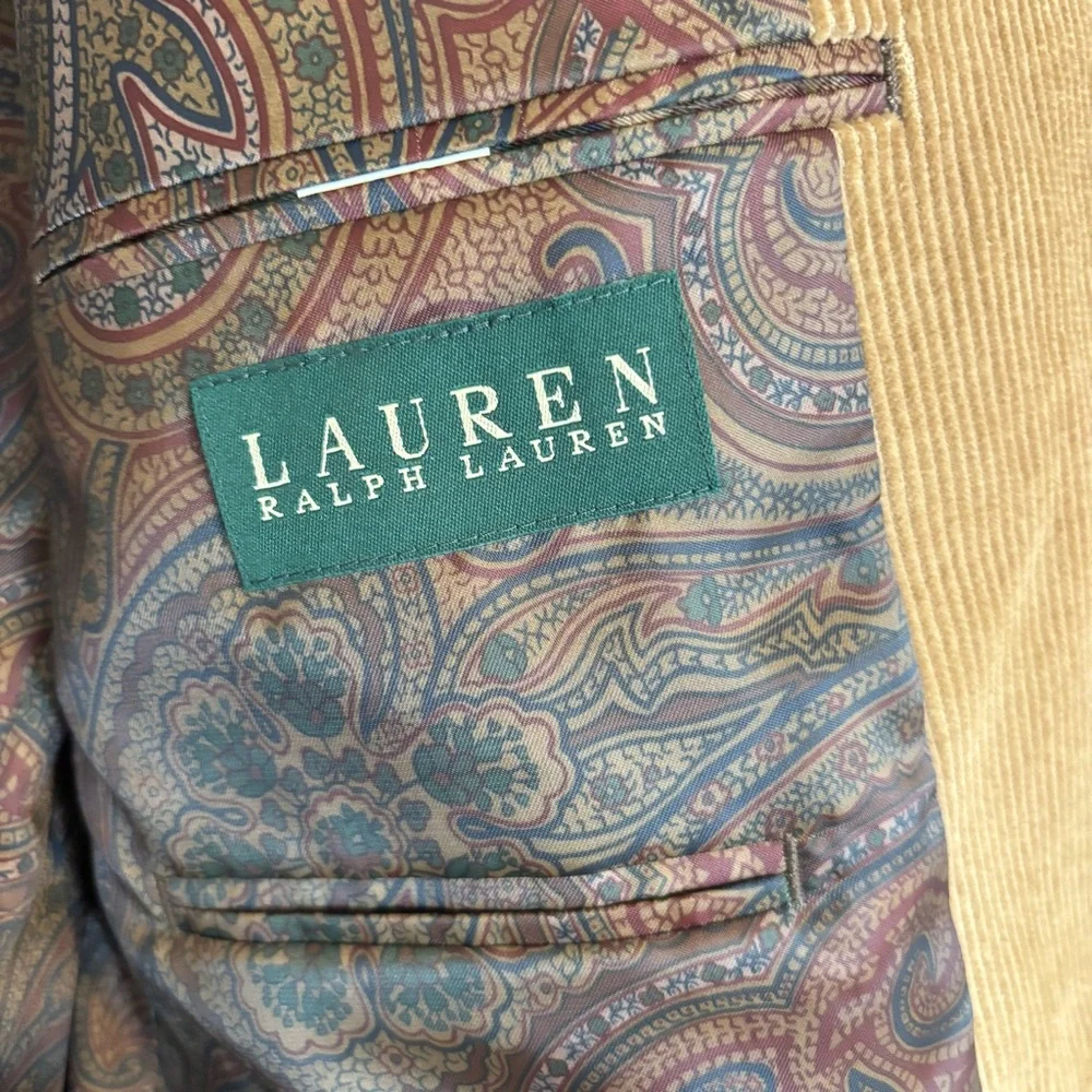 LAUREN RALPH LAUREN Men's Tan Blazer Cotton 40S/XL - Picture 8 of 14